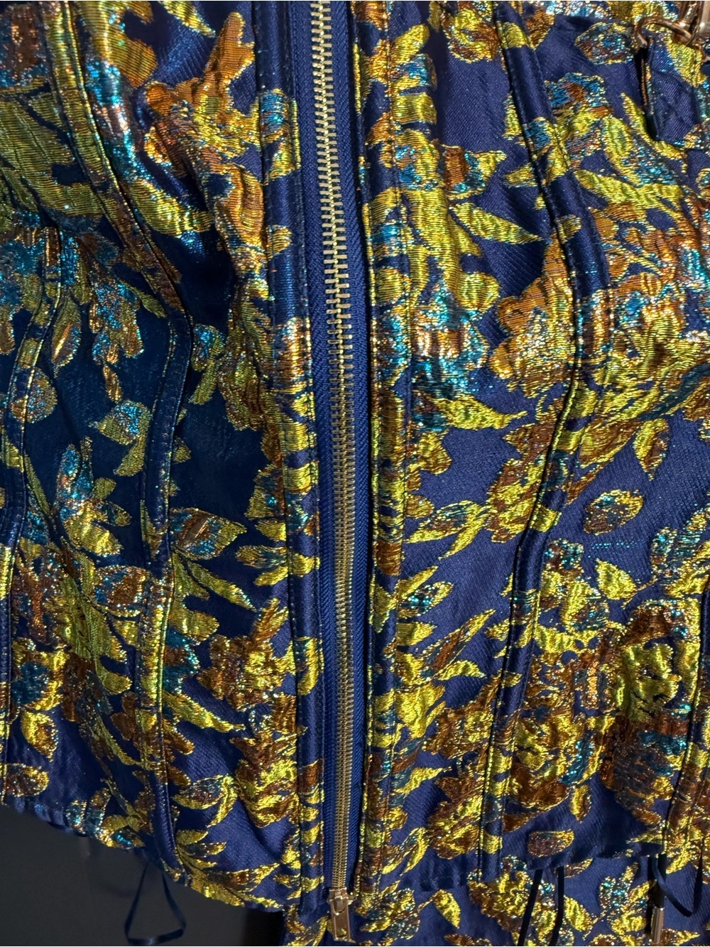 AKIRA Navy Brocade Corset Top and Pants Set - Picture 9 of 13